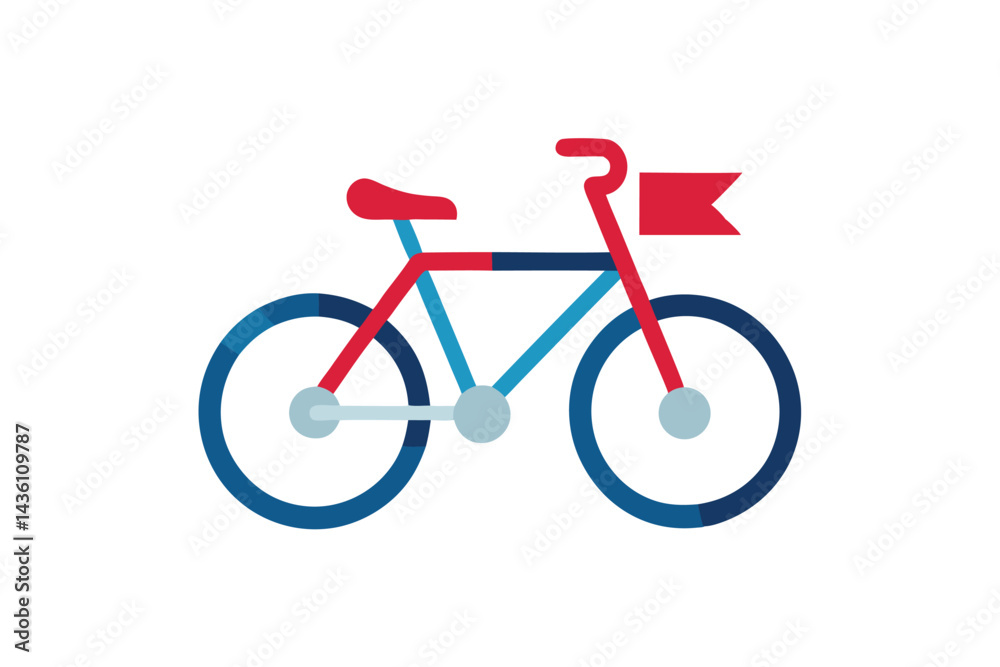 Stylized Bicycle Illustration with Minimalist Design and Bold Color Palette