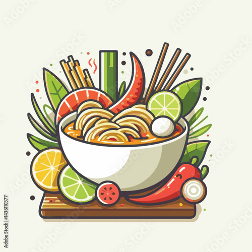 laksa, spicy, cuisine, food, asian, meal, delicious, dinner, bowl, soup, dish, traditional, lunch, shrimp, noodle, background, tasty, seafood, malaysian, cooking, healthy, fresh, cooked, noodles, ingr