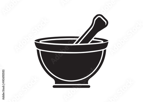 Mortar and pestle icon, Mortar and pestle silhouette Vector