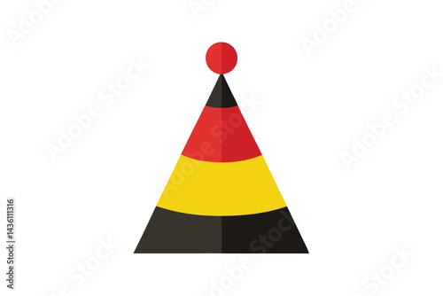 A simple party hat with Germany's flag colors and a red pompom