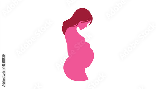 Pregnant Woman Silhouette Vector Expecting Mother Maternity Concept Illustration