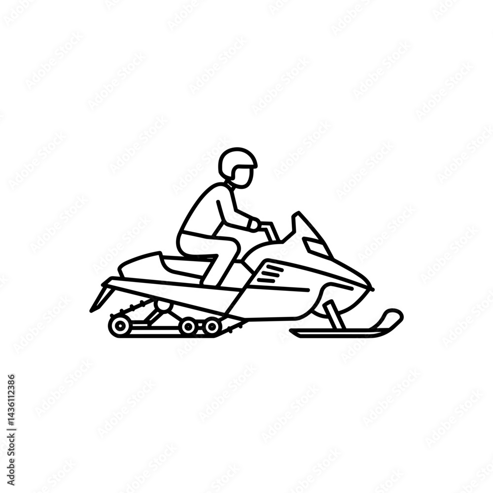 Snowmobile rider outline icon silhouette in black Snowmobile rider outline icon silhouette in black