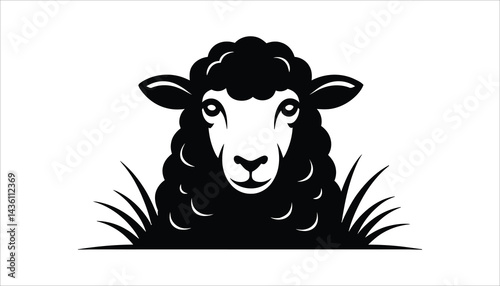 Sheep Head Silhouette Farm Animal Icon Wool Livestock Vector
