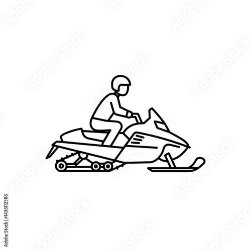 Snowmobile rider outline icon silhouette in black