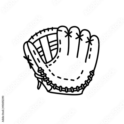 Baseball glove outline icon silhouette in black