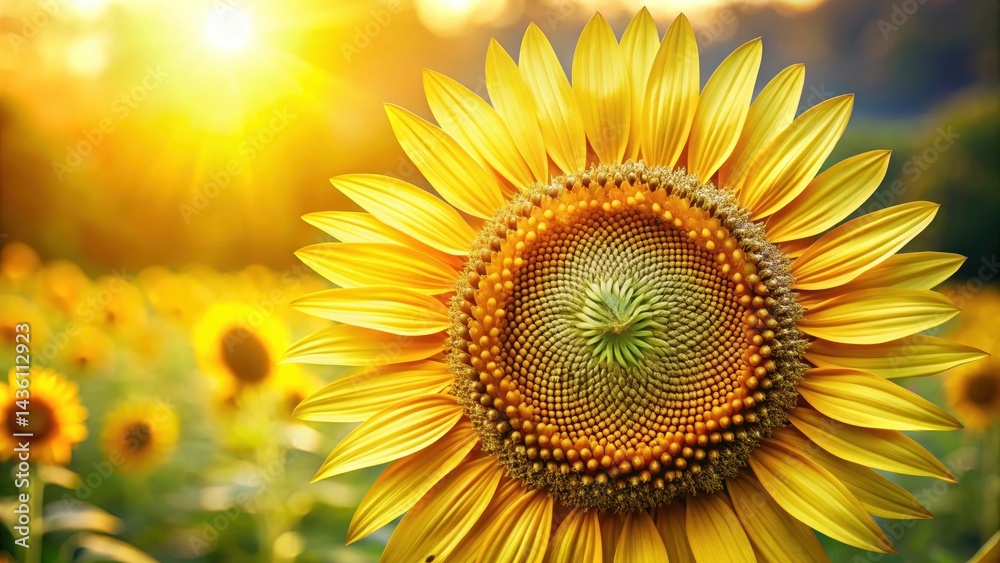 Fototapeta premium Golden Sunflower with Fractal Pattern in Nature , plant details