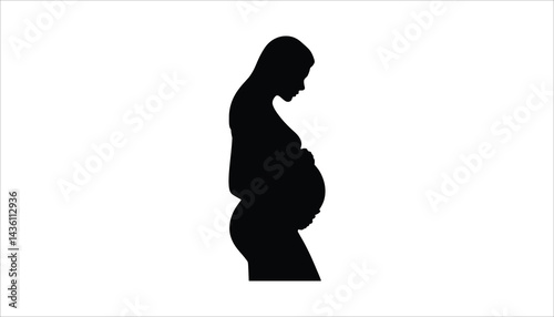 Pregnant Woman Silhouette Vector Expecting Mother Maternity Concept Illustration