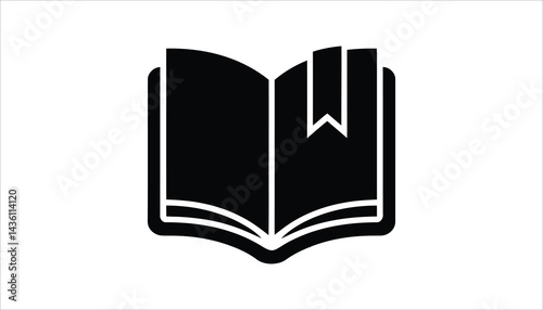 Open Book Silhouette Icon Reading Education Literature Vector Illustration