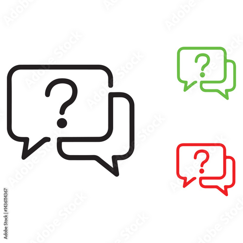 Question Speech Bubbles Vector - Inquiry Design Elements. question, mark, speech, bubble, chat, talk, ask, answer