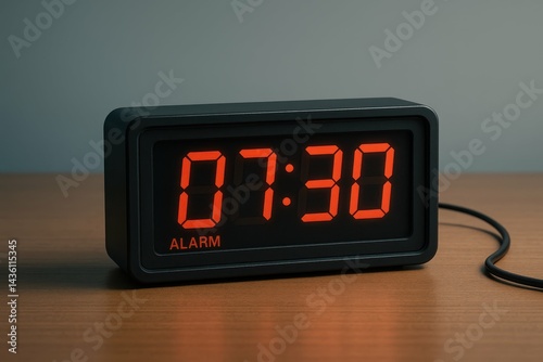 Simple Digital Clock Illustration on Wooden Surface Showing Time photo