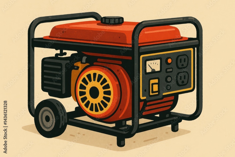 Simple Generative Illustration of a Red and Black Generator Design