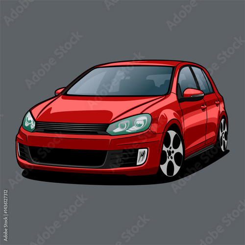 A shiny red sport automobile vector design showcases speed and classic style