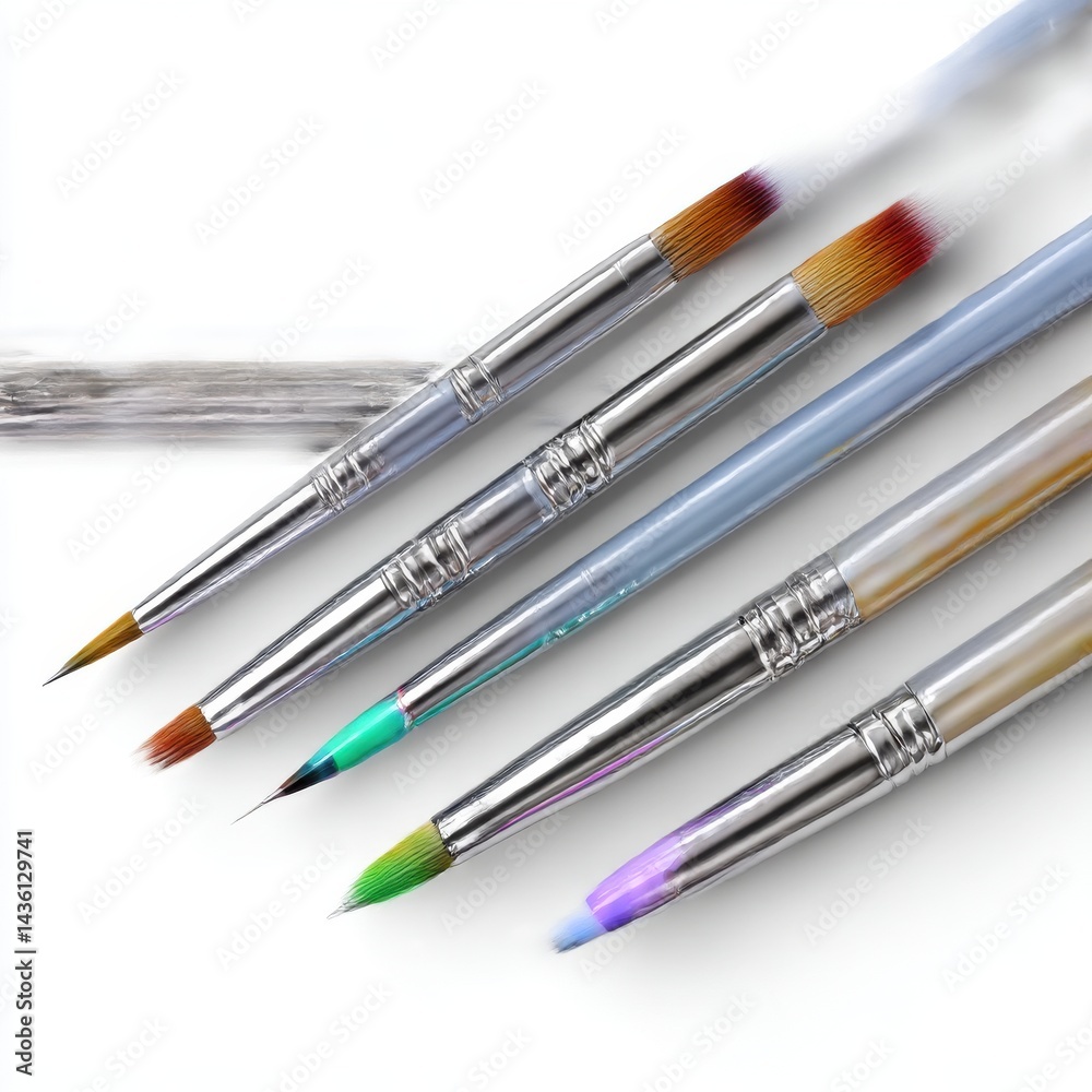 Fototapeta premium Paintbrushes with colorful tips isolated on white background
