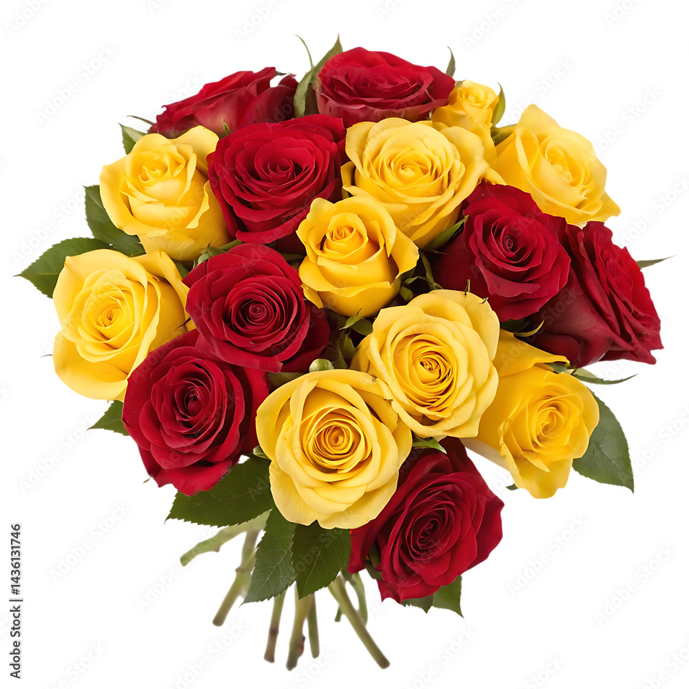 Fototapeta premium Red and yellow roses bouquet