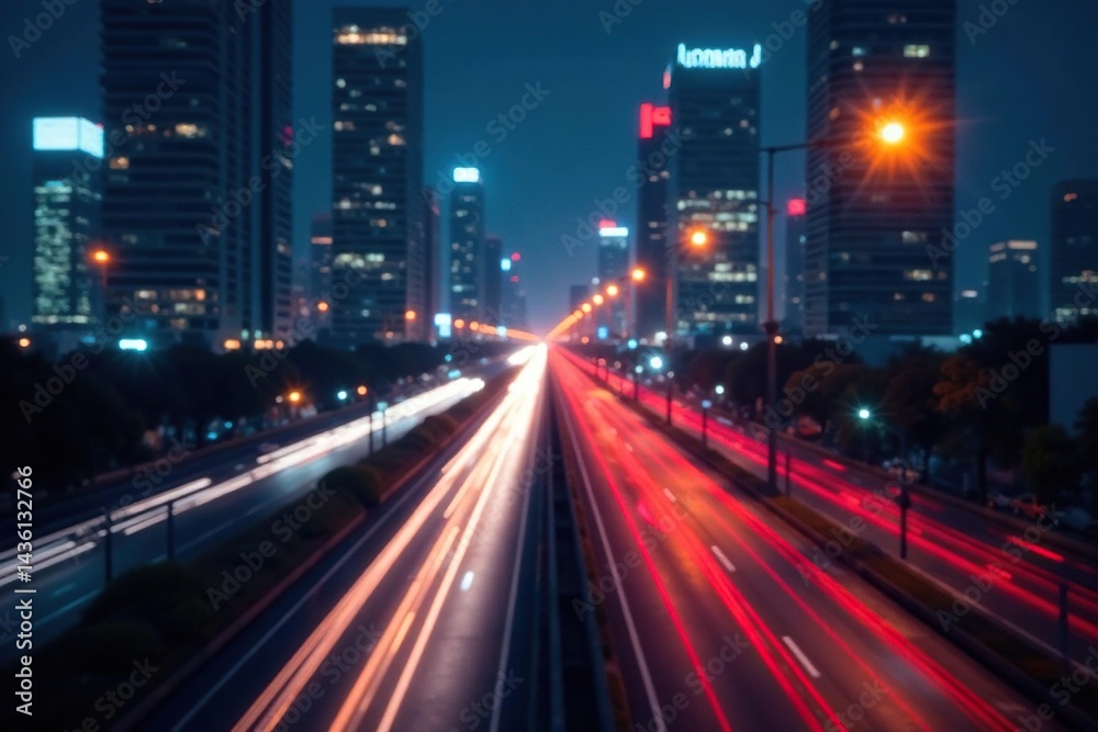 Fototapeta premium Abstract late-night city lights forming a geometric pattern , design, lights