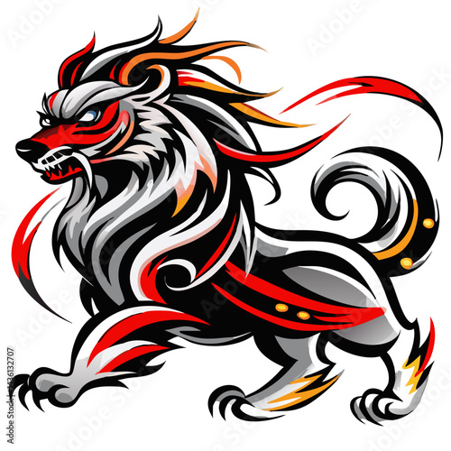 Fiery Mystic animal with Wings Vector Art