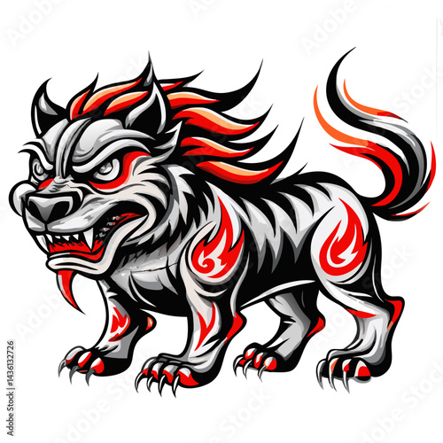 Fiery Mystic animal with Wings Vector Art