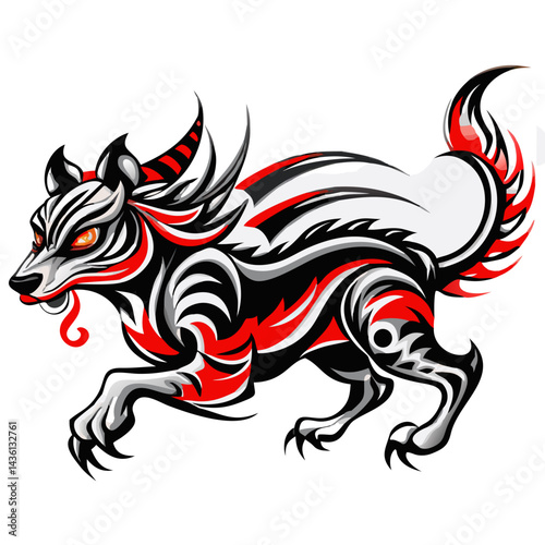 Fiery Mystic animal with Wings Vector Art