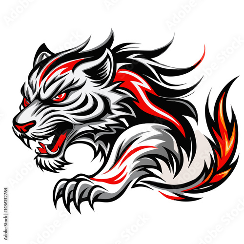 Fiery Mystic animal with Wings Vector Art