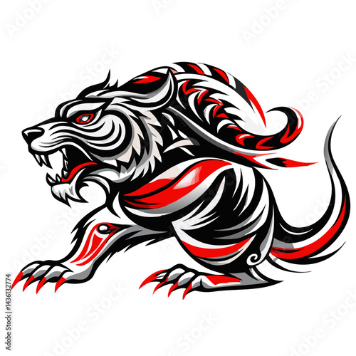 Fiery Mystic animal with Wings Vector Art