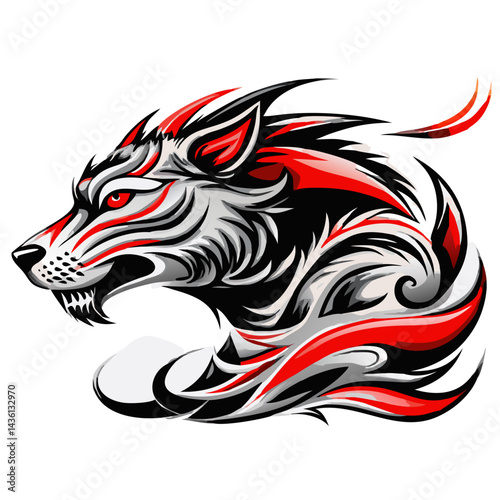 Fiery Mystic animal with Wings Vector Art