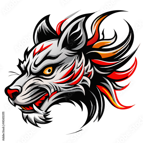 Fiery Mystic animal with Wings Vector Art