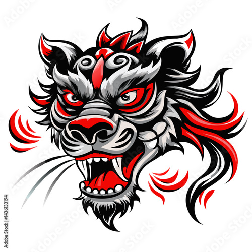 Fiery Mystic animal with Wings Vector Art