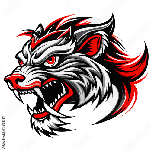 Fiery Mystic animal with Wings Vector Art