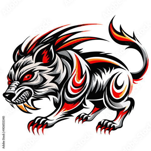 Fiery Mystic animal with Wings Vector Art