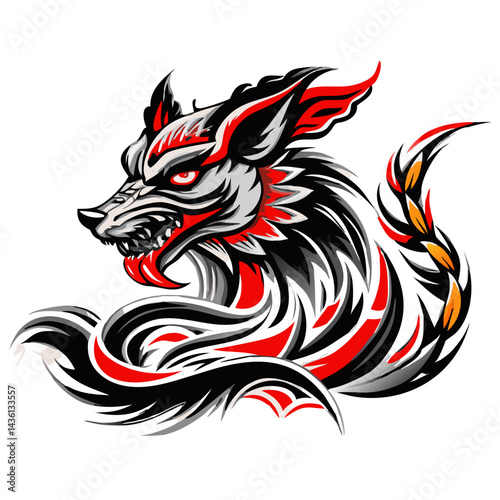 Wallpaper Mural Fiery Mystic animal with Wings Vector Art Torontodigital.ca