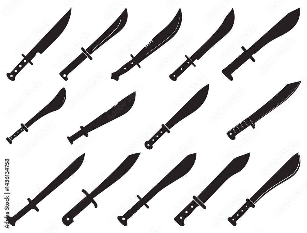 Naklejka premium MACHETE SILHOUETTE WHITE BACKGROUND