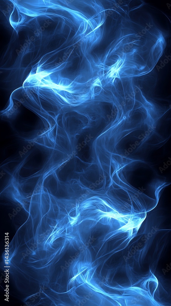 Obraz premium Abstract blue ethereal swirls against a dark backdrop evoke mystery