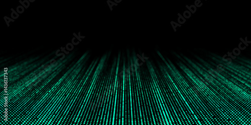 Infinity texture of halftone or gradient plane. Futuristic abstract background. Particle modern pattern. Big data visualization. 3D rendering.