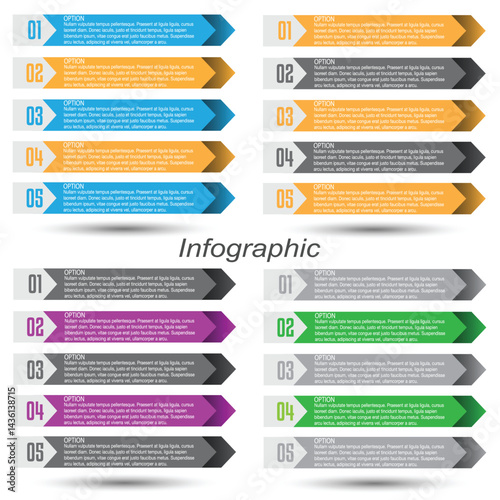 Obraz na płótnie Collection infographics with steps and options, banner for business design and website template. w salonie