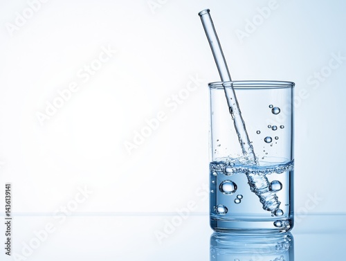 Clear glass with water and stirring rod