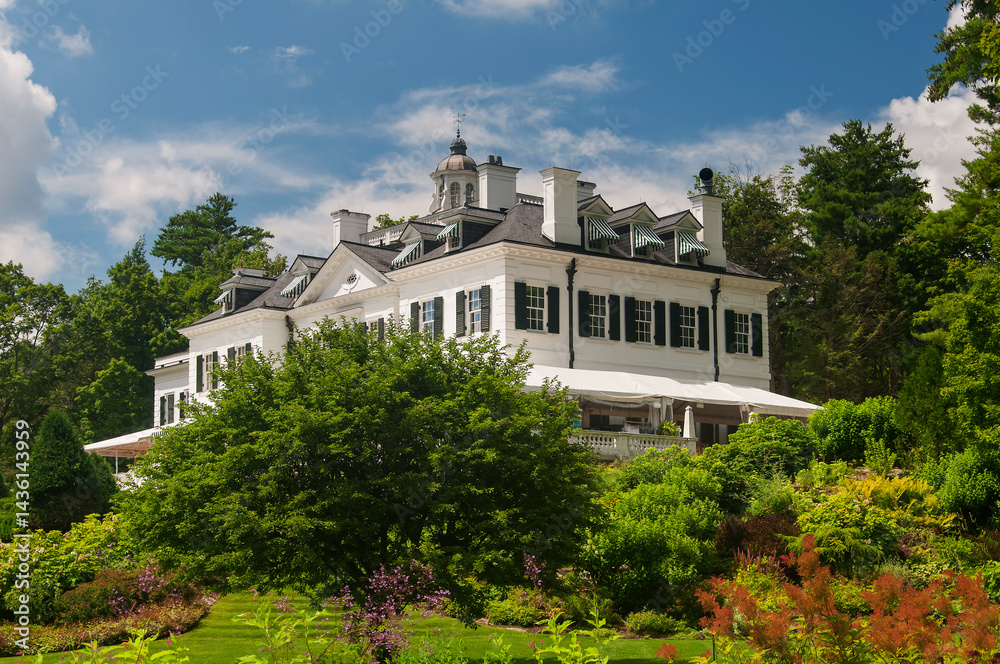 Fototapeta premium The mount and historic gardens in lenox massachusetts