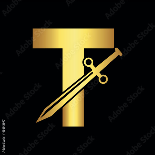 Blade Logo combine with letter T vector template