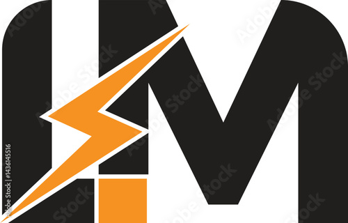 Letter LM logo combined with lightning icon shape