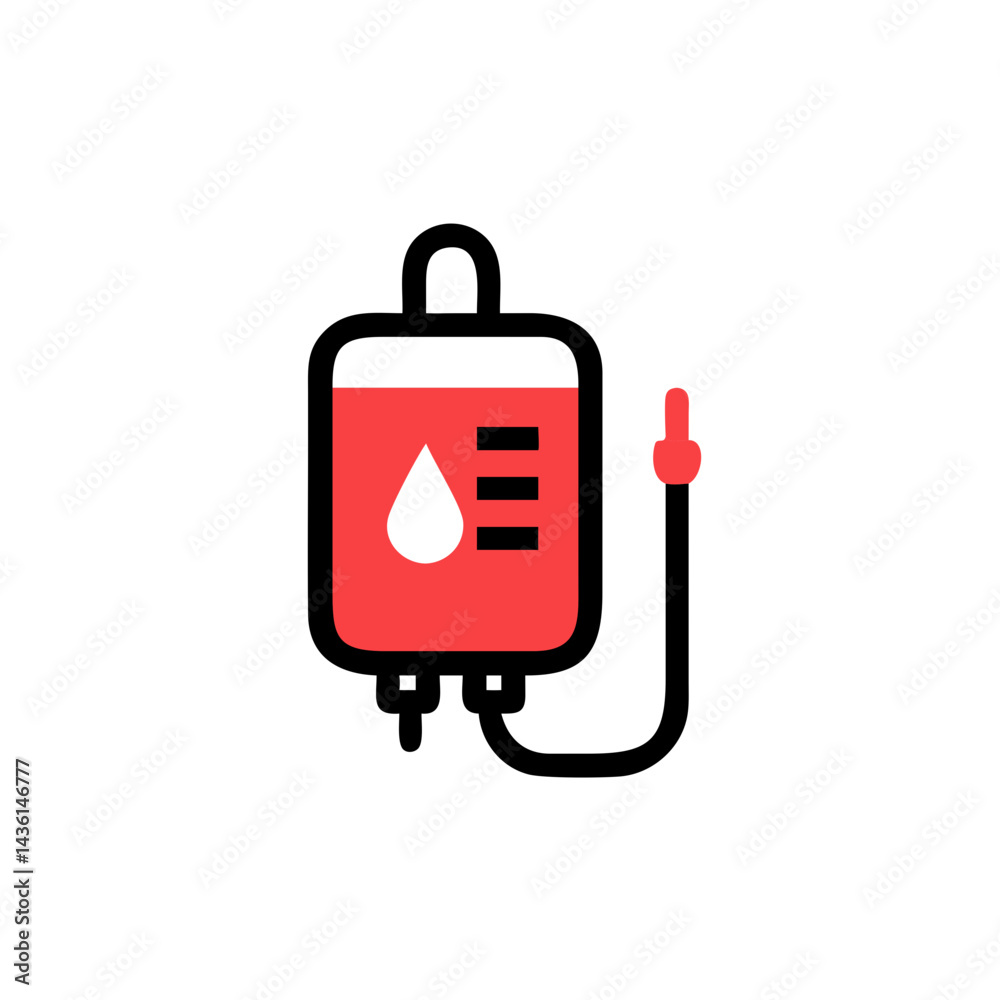 Blood transfusion bag illustration in flat design Blood transfusion bag illustration in flat design
