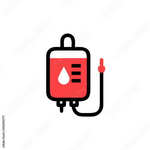 Blood transfusion bag illustration in flat design  