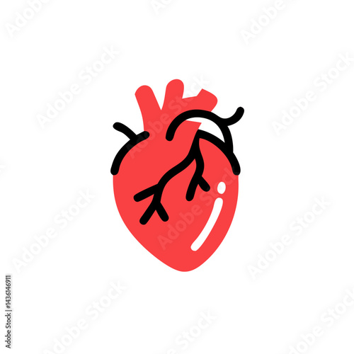 Heart health icon, illustration representing health and vitality on a white background  