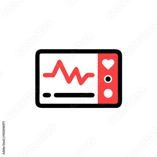 Heart Monitor Display with EKG Waveform and Indicators  