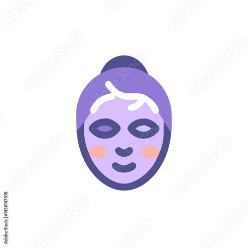 Spa Facial Mask Illustration with a Relaxed Expression  