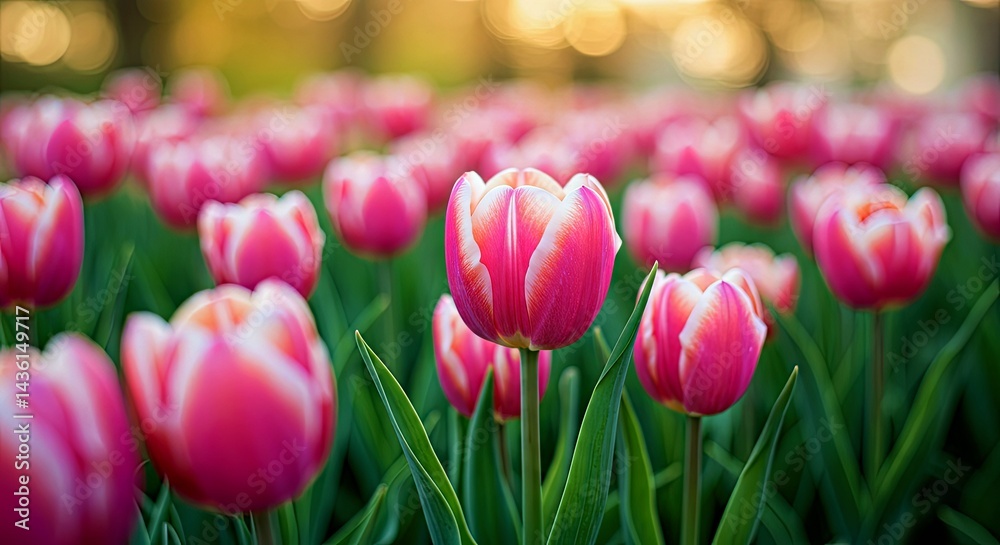 Fototapeta premium Dreamy Background Blurred Pastel Tulips Close Up with Soft Bokeh Effect