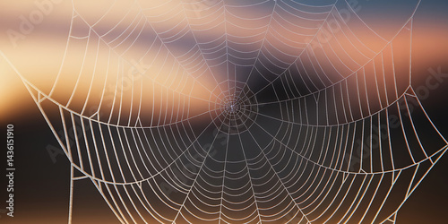 Delicate spiderweb, intricate design.