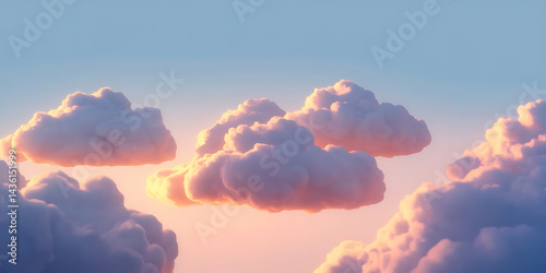 Soft clouds in pastel hues, a serene sky.