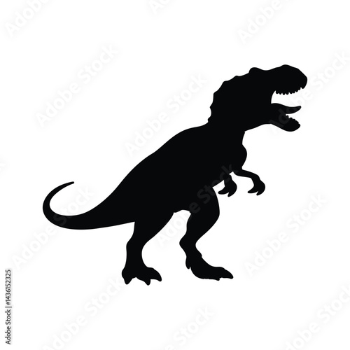 Silhouette of T Rex vector art illustration isolated on clean white background
