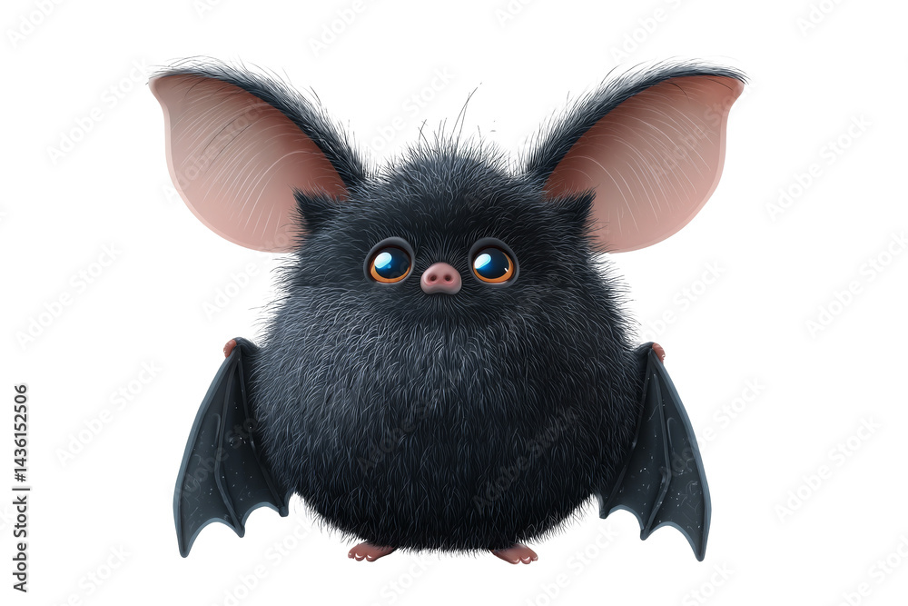 Fototapeta premium Cartoon Bat with Big Eyes and Ears