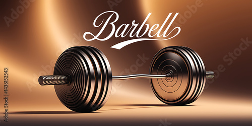 Heavy barbell, metal, strength, fitness, equipment.