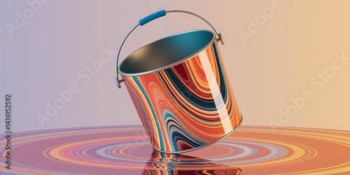 Colorful paint can, abstract design. Striking, vibrant colors.